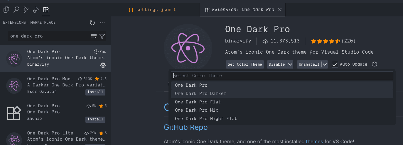 configuration of visual studio code theming